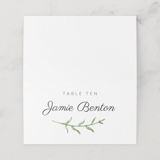 Greenery Spring Wedding / Event Place Card Plaatskaartje (Buitenkant ongevouwen)
