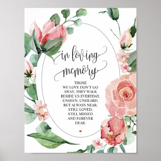 Greenery Spring Wedding Memorial Table Sign Poster (Voorkant)