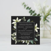 Greenery Square | Waterverf Botanische bruiloft Kaart (Staand voorkant)