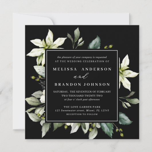 Greenery Square | Waterverf Botanische bruiloft Kaart (Voorkant)