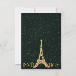 Greenery Starry Gold Eiffel Tower Paris Crystals Kaart