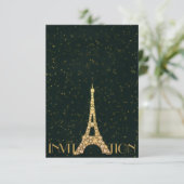 Greenery Starry Gold Eiffel Tower Paris Crystals Kaart (Staand voorkant)