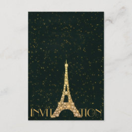 Greenery Starry Gold Eiffel Tower Paris Crystals Kaart