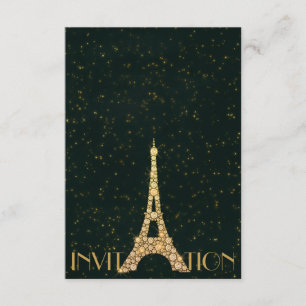 Greenery Starry Gold Eiffel Tower Paris Crystals Kaart