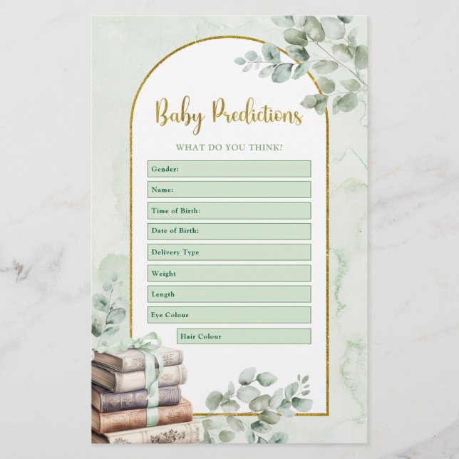 Greenery Storybook Baby Voorspellingen Spelletjes (Voorkant)