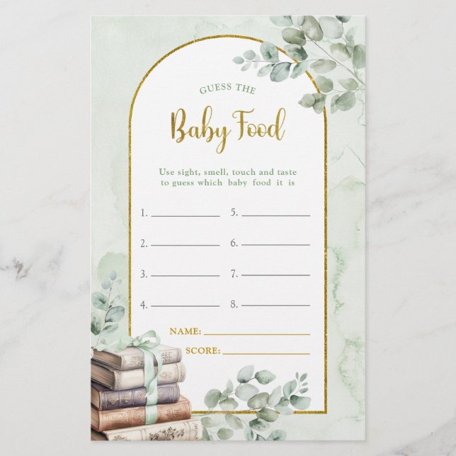 Greenery Storybook Guess The Baby Food Games (Voorkant)