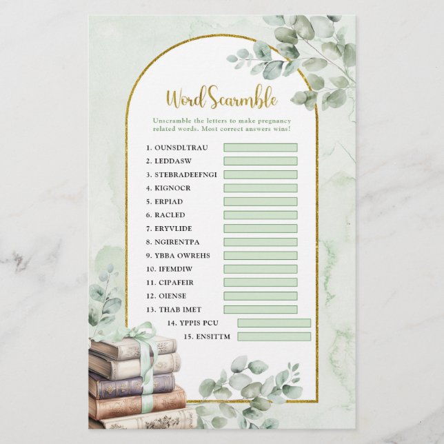 Greenery Storybook Word Scramble Games (Voorkant)