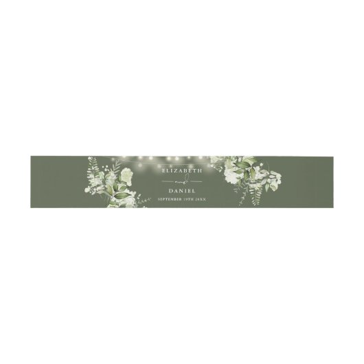 Greenery String Lights Olive Green Wedding Uitnodigingen Wikkel (Vlak)