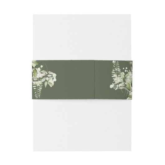 Greenery String Lights Olive Green Wedding Uitnodigingen Wikkel (Achterkant Voorbeeld)