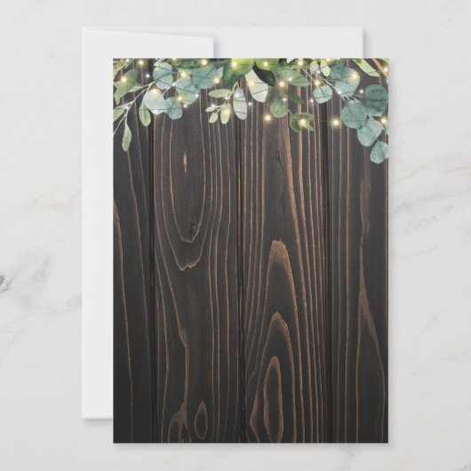 Greenery String Lights Rehearsal Dinner Invitation Kaart (Achterkant)