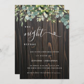 Greenery String Lights Rehearsal Dinner Invitation Kaart (Voorkant / Achterkant)
