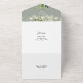 Greenery String Lights Sage Green Wedding All In One Uitnodiging (Buitenkant)
