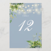Greenery String Lights Stoffig Blauw Tafelnummer (Voorkant)