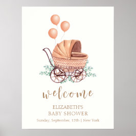 Greenery Stroller Balloon Baby shower Welkom Poster