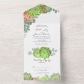 Greenery Succulent All in One Wedding Invitation All In One Uitnodiging (Binnen)