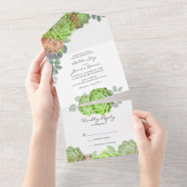 Greenery Succulent All in One Wedding Invitation All In One Uitnodiging