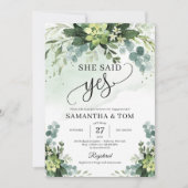 Greenery succulent bladerbloemen zei ze ja kaart (Voorkant)