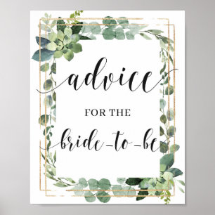 Greenery Succulent Gold Advice voor het bord Poster