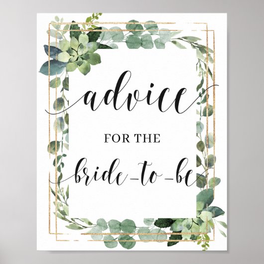 Greenery Succulent Gold Advice voor het bord Poster (Voorkant)