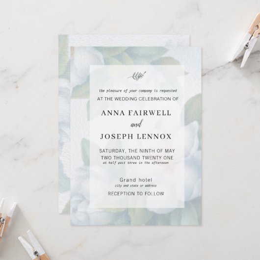 Greenery Succulent Leaf Mint Waterverf Botanisch Kaart (Voorkant / Achterkant in situ)