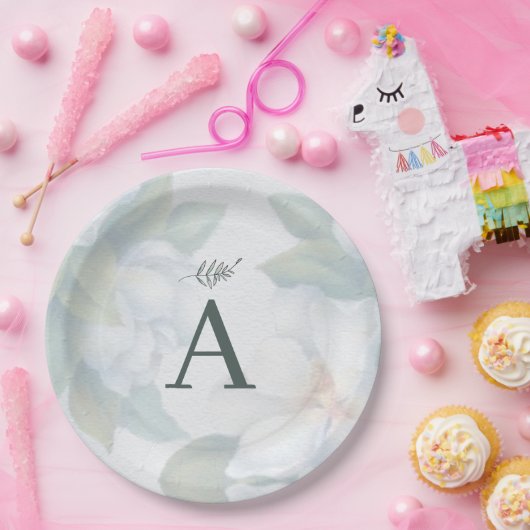 Greenery Succulent Leaf Mint Waterverf Botanisch Papieren Bordje (Feest)