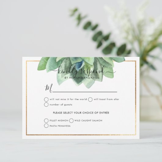 Greenery Succulent RSVP Stylish|Desert Roos Aankondiging (Staand voorkant)