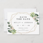 Greenery succulent Wedding Save the Date Kaart (Voorkant)