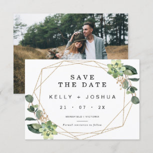 Greenery succulent Wedding Save the Date Kaart