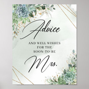Greenery succulents Advice for the soon to be Mrs. Poster