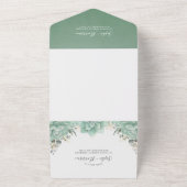 Greenery Succulents and Gold Leaves Wedding All In One Uitnodiging (Buitenkant)