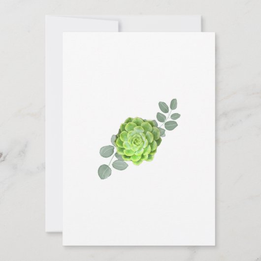 Greenery Succulents Bridal Shower Invitations Kaart (Achterkant)