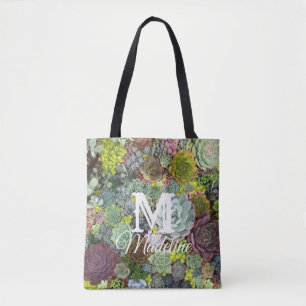 Greenery Succulents Tote Bag