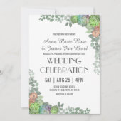 Greenery Succulents Wedding Invitations Kaart (Voorkant)