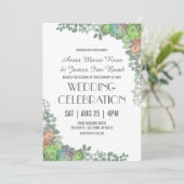 Greenery Succulents Wedding Invitations Kaart (Staand voorkant)