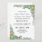 Greenery Succulents Wedding Invitations Kaart (Voorkant / Achterkant)