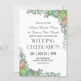 Greenery Succulents Wedding Invitations Kaart