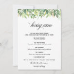 Greenery Summer Destination Kissingmenu<br><div class="desc">Dit groene menu van de zomerbestemming is perfect voor een eenvoudige trouwreceptie. Groene blush handgetekende bladeren,  bladeren,  bladeren en diyllisch geometrisch lijst,  het smeden van stijl en klasse om je kaarten te versieren.</div>