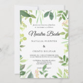 Greenery Summer Destination Spain Wedding Kaart (Voorkant)