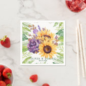 Greenery Sunflower and Paarse Floral Wedding Servet (Insitu)