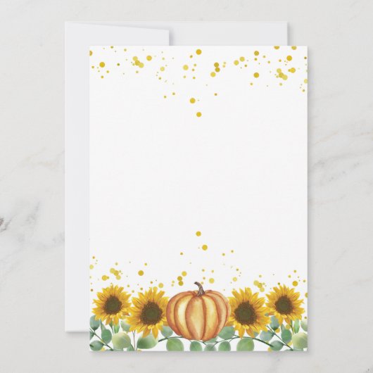 Greenery Sunflower Autumn Pumpkin Herfst Birthday Kaart (Achterkant)