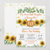 Greenery Sunflower Autumn Pumpkin Herfst Birthday Kaart (Voorkant / Achterkant)