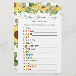 Greenery Sunflower Baby shower Emoji Game