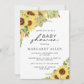 Greenery Sunflower Baby shower Kaart (Voorkant)