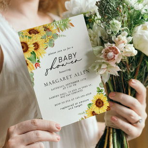 Greenery Sunflower Baby shower Kaart
