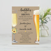 Greenery Sunflower Bubbles & Brews voor ik dat doe Kaart (Staand voorkant)