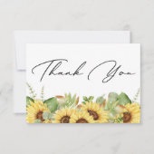 Greenery Sunflower Dank u Baby shower Bedankkaart (Voorkant)