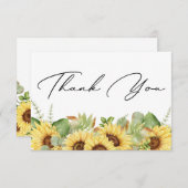 Greenery Sunflower Dank u Baby shower Bedankkaart (Voorkant / Achterkant)