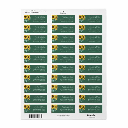 Greenery Sunflower Eucalyptus Foliage Etiket (Full Sheet)