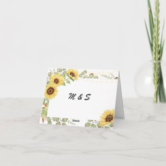 Greenery Sunflower Eucalyptus String Light Wedding Bedankkaart (Achterkant)