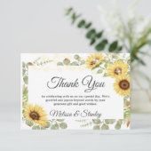 Greenery Sunflower Eucalyptus String Light Wedding Bedankkaart (Staand voorkant)